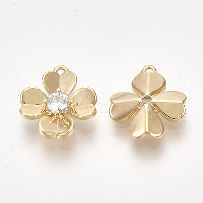 Brass Cubic Zirconia Charms KK-S350-289-1