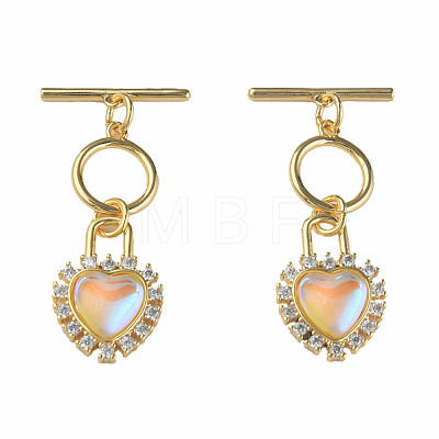 Brass Micro Pave Clear Cubic Zirconia Toggle Clasps KK-N233-246-1