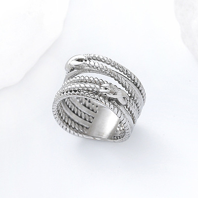 304 Stainless Steel Twisted Wire Design Finger Rings DM2174-5-1
