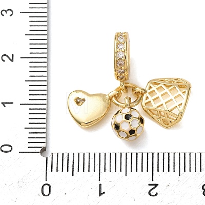 Sports Brass Micro Pave Clear Cubic Zirconia & Enamel Dangle Charms CU-CBA0A9C-02B-G-1