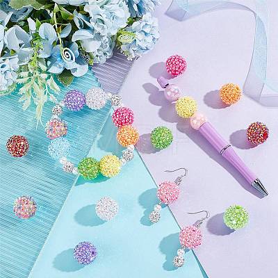 20Pcs 10 Colors AB Color Plated Acrylic Rhinestone Beads OACR-PH0004-01-1