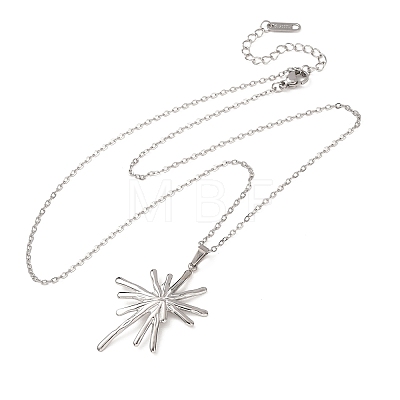 304 Stainless Steel Flower Pendant Cable Chain Necklaces for Men Women NJEW-K308-05G-P-1