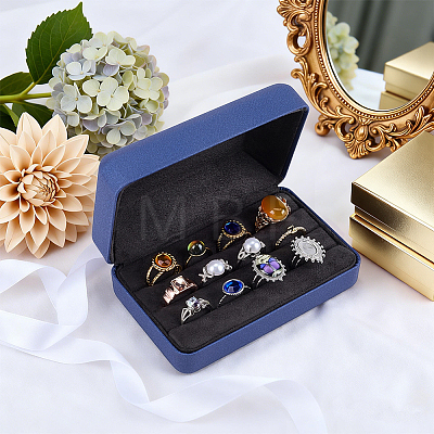 Rectangle PU Leather Ring Organizer Boxes CON-WH0089-240A-1