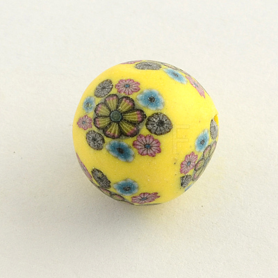 Handmade Flower Pattern Polymer Clay Beads CLAY-Q173-M-1