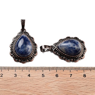 Natural Blue Spot Jasper Teardrop Pendants G-K363-01R-12-1