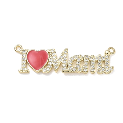 Valentine's Day Brass Micro Pave Clear Cubic Zirconia and Enamel Pendants KK-T084-04G-1