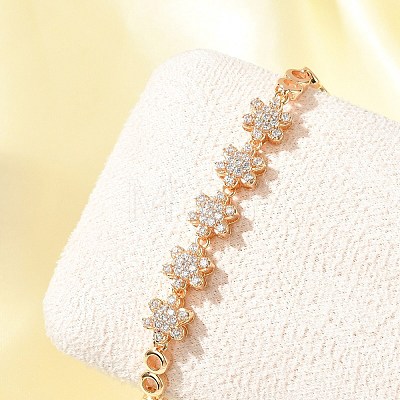 Brass Micro Pave Cubic Zirconia Chain Bracelets KK-R217-42G-1