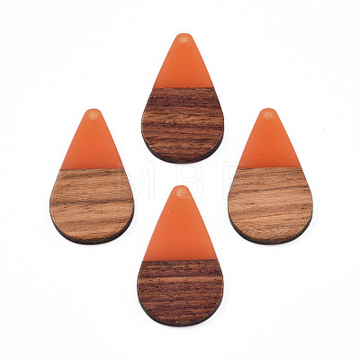 Transparent Resin & Walnut Wood Pendants RESI-N025-030-C07-1