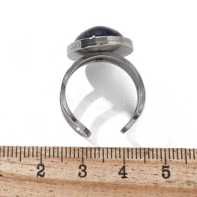 Oval Natural Gemstone Finger Rings RJEW-M062-02P-18-1