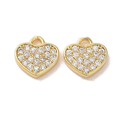 Brass Micro Pave Clear Cubic Zirconia Charms KK-E098-09G-1