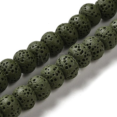 Natural Lava Rock Dyed Beads Strands G-Z036-B01-13-1