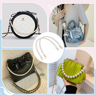  2Pcs 2 Colors Resin Imitation Pearl Bead Bag Straps FIND-PH0008-24A-1