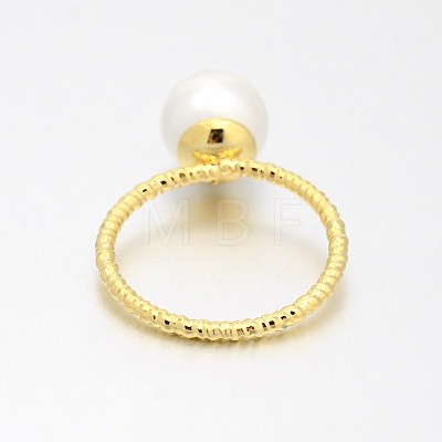 Brass Acrylic Pearl Finger Rings for Wedding Jewelry RJEW-J061-G-1