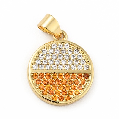 Brass Micro Pave Cubic Zirconia Pendants KK-B059-35G-A-1