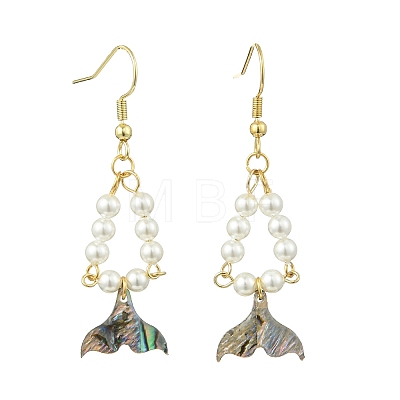 Paua Shell Dangle Earrings EJEW-JE07178-1