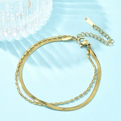 304 Stainless Steel Snake Chain Bracelets BJEW-C084-03G-1