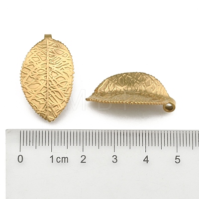 304 Stainless Steel Leaf Pendants STAS-S040-07G-1