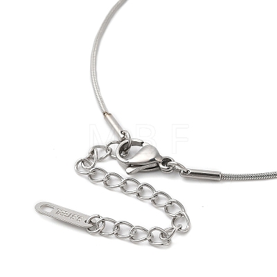 304 Stainless Steel Hollow Heart Pendant Necklace with Round Snake Chains NJEW-M202-05P-1