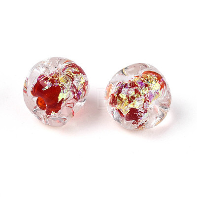 Handmade Foil Lampwork Beads Strands FOIL-T008-04F-1