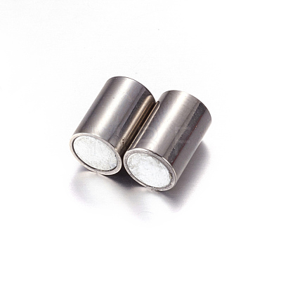Column 304 Stainless Steel Magnetic Clasps with Glue-in Ends STAS-I026-02-1
