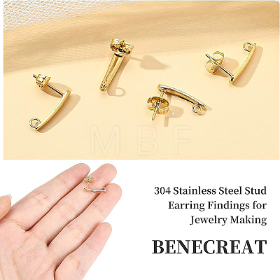 30Pcs 304 Stainless Steel Stud Earring Findings STAS-BC0002-57-1