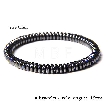 6MM Synthetic Non-magnetic Hematite Geometric Beaded Stretch Bracelets WGA5C5D-01-1