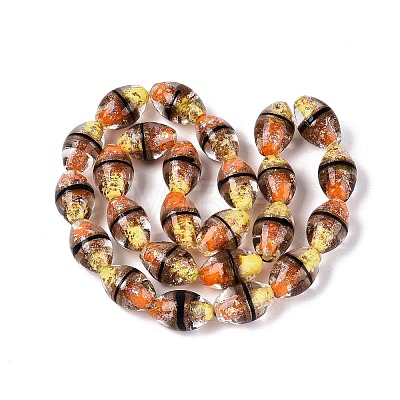 Two Tone Color Handmade Foil Glass Beads FOIL-Q001-01C-1