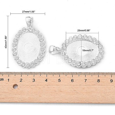 Oval Alloy Rhinestone Pendant Cabochon Settings X-ALRI-T354-01S-1