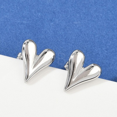 Non-Tarnish 304 Stainless Steel Heart Stud Earrings for Women X-EJEW-F300-09P-1