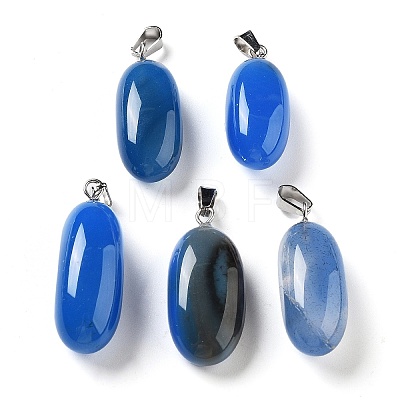 Natural Agate Dyed Pendants G-Q016-03G-1