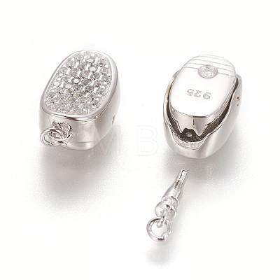 Rhodium Plated 925 Sterling Silver Box Clasps STER-L059-07P-1