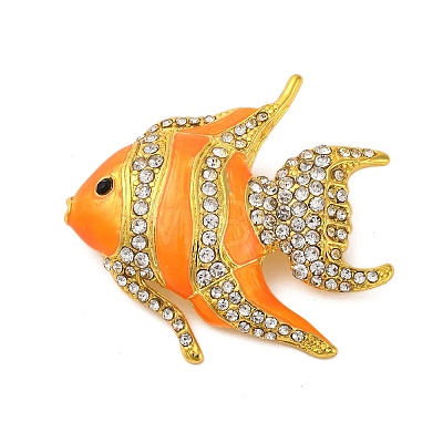 Zinc Alloy Crystal Rhinestone Resin Fish Brooch JEWB-U010-01G-01-1