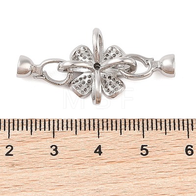 Rack Plating Flower Brass Pave Clear Cubic Zirconia Fold Over Clasps FIND-Q112-01P-1