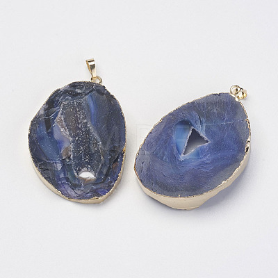Natural & Dyed Druzy Agate Pendants G-F397-04C-1