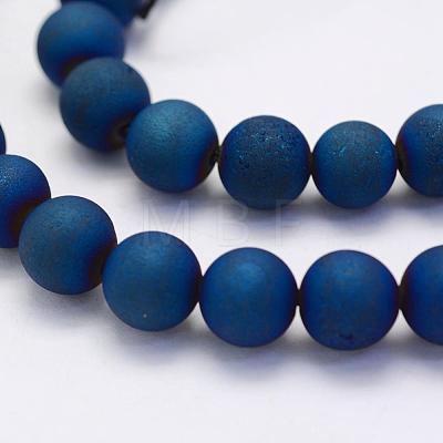 Electroplate Natural Druzy Agate Beads Strands G-G708-14mm-03-1