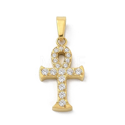 Ion Plating(IP) 304 Stainless Steel Micro Pave Cubic Zirconia Pendants STAS-Z107-08G-03-1