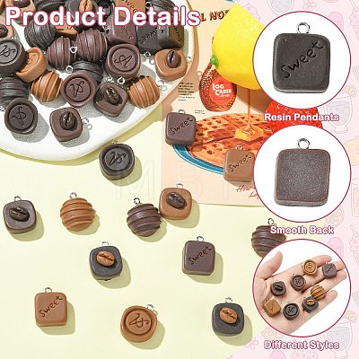 12Pcs 12 Styles Opaque Resin Pendants RESI-CJZ0001-09-1