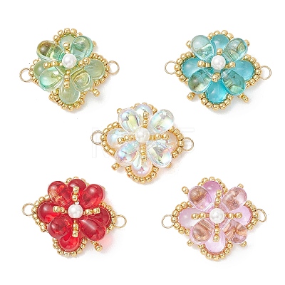 Glass & Seed Beads Links Connector Charms PALLOY-MZ01183-1