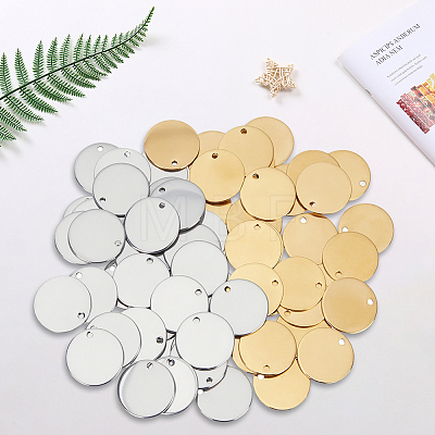 60Pcs 2 Colors Stainless Steel Pendants STAS-CY0001-11-1