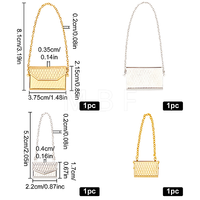 Fingerinspire 4Pcs 4 Style Mini-Display Metal Bags AJEW-FG0001-59-1