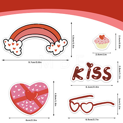 50Pcs Valentine's Day Heart PVC Adhesive Waterproof Stickers Self-Adhesive Stickers PW-WG44208-01-1