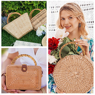 Bamboo Stick D Ring Bag Handles LS-PURS-WH0816-004-1