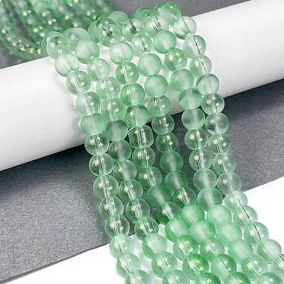 Frosted Transparent Glass Bead Strands GLAA-P065-6mm-04-1