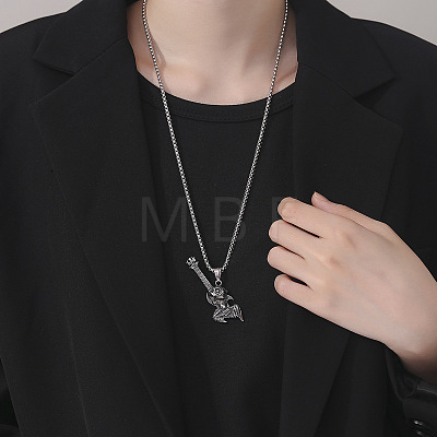 Halloween 304 Stainless Steel Guitar Skull Pendant Necklaces for Men WGCDC24-01-1