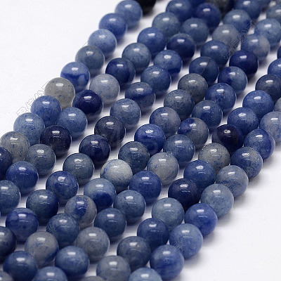 Dyed & Heated Natural Blue Aventurine Beads Strands X-G-I199-24-8mm-1