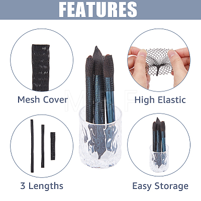 90Pcs 3 Style PE Makeup Brush Protector Reusable Expandable Mesh Cover AJEW-FH0003-18B-1