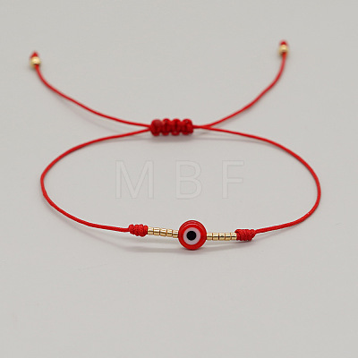 Vintage Evil Eye Miyuki Gold Beaded Braided Bracelets with Brass Beads for Women TE3709-1-1