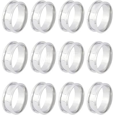 Unicraftale 12Pcs 201 Stainless Steel Grooved Finger Ring Settings STAS-UN0038-95-1