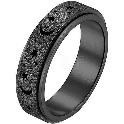 Stainless Steel Moon and Star Rotatable Finger Ring MOST-PW0001-005B-02-1