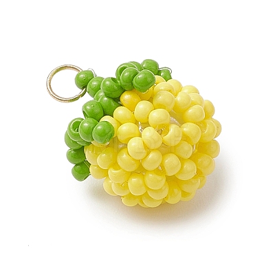 Glass Seed Beaded Tomato Pendants PALLOY-MZ01081-03-1